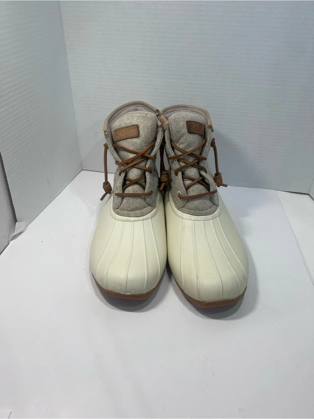 Sperry Women's Cream and Gray Duck Boots